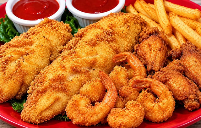 2 Pc Fish & 10 Pc Shrimp or 3 Wings or Oysters.