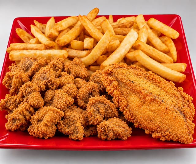 Gizzards with 1 Pc Fish or Catfish Nuggets.