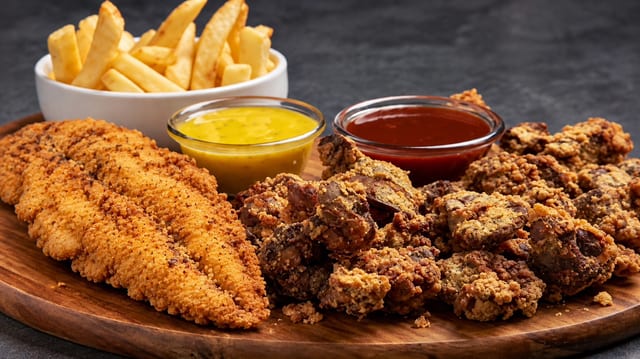 Livers with 1 Pc Fish or Catfish Nuggets.