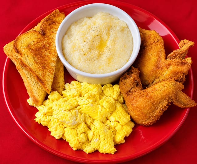 Wings, Eggs, Grits.