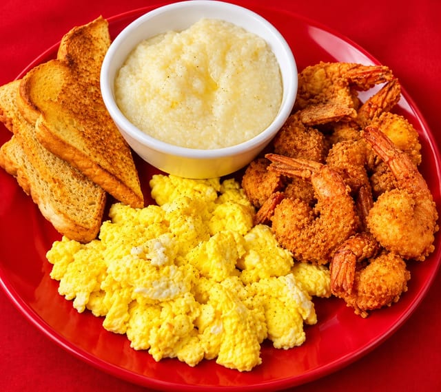 Shrimp, Eggs, Grits.