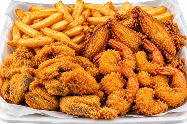 Conch & 10 Pc Shrimp or 3 Wings or Oysters.