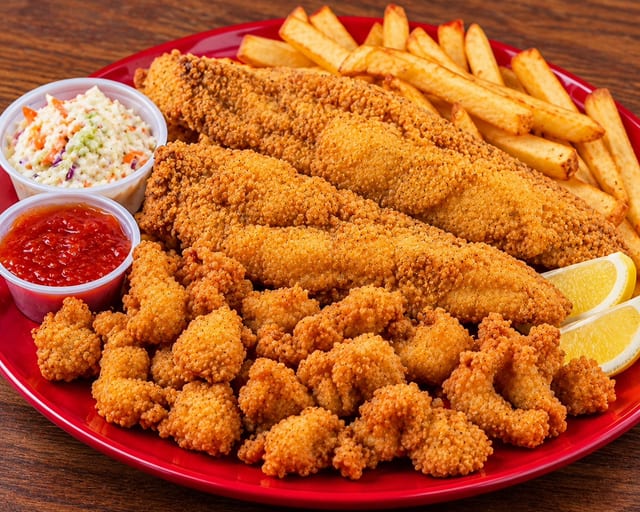 Conch & 2 Pc Fish & 3 Pc Wings or 10 Pc Shrimp or Oysters.
