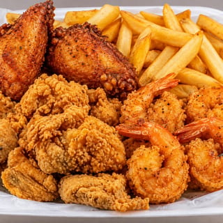 Catfish Nuggets with 2 Wings and 5 Shrimp
