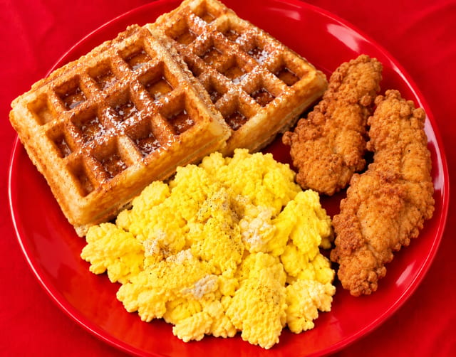Waffle, Tenders, Eggs.