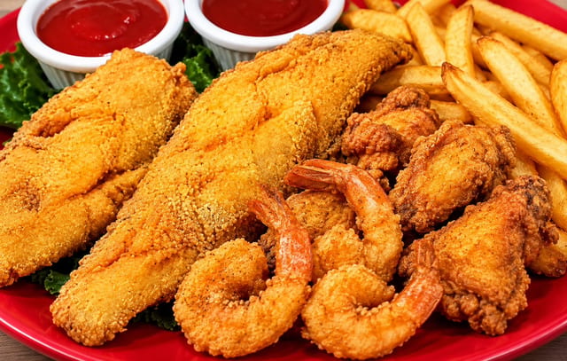 6 Pc Jumbo Shrimp & 2 Pc Fish.