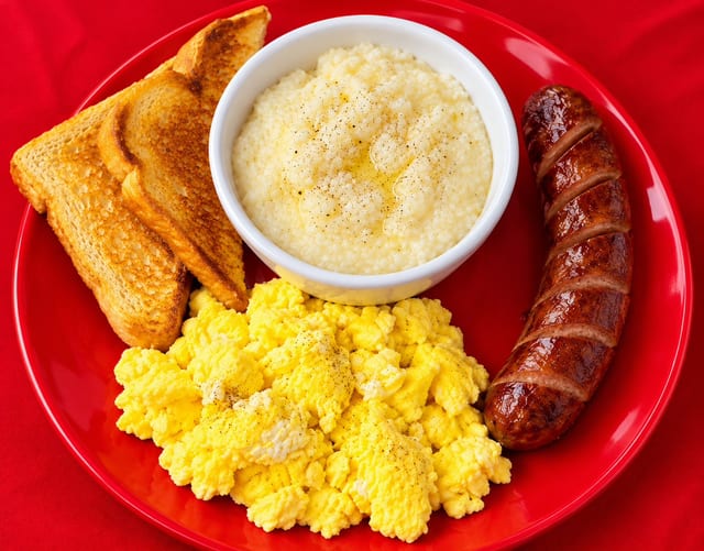 Sausage Link, Eggs, Grits.