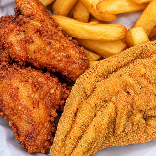 1 Pc Fish, 2 Wings & 5 Shrimp