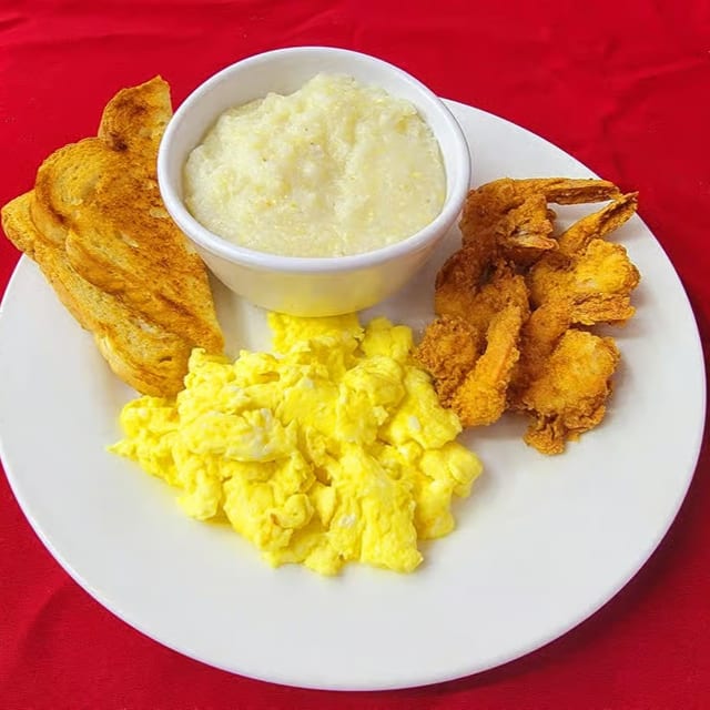 Shrimp, Eggs, Grits.