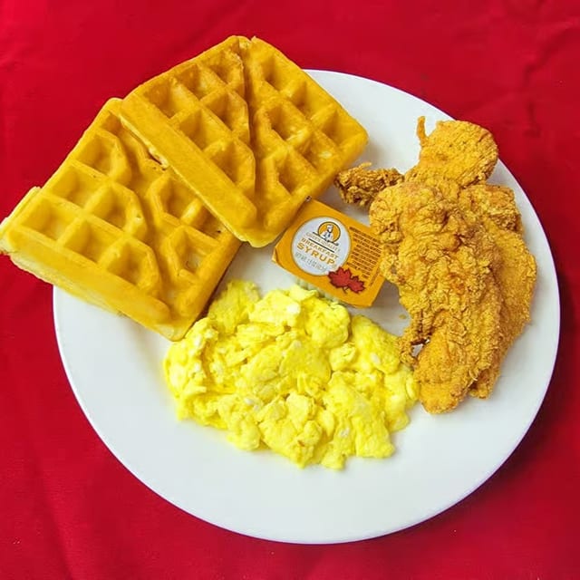 Waffle, Tenders, Eggs.