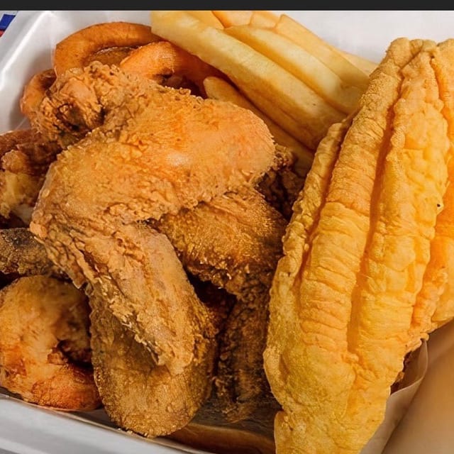 1 Pc Fish with 2 Wings or 5 Shrimp.