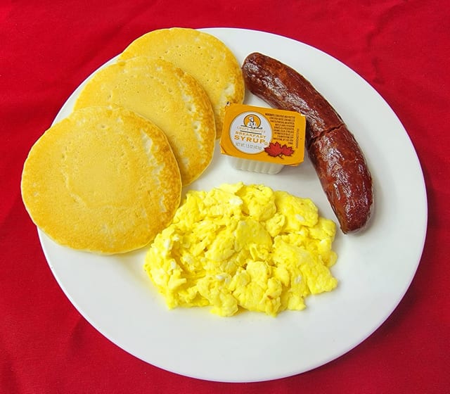 Pancake, Sausage Link, Grits.