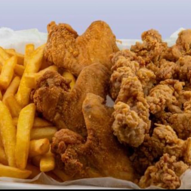 Catfish Nuggets with 2 Wings or 5 Shrimp.