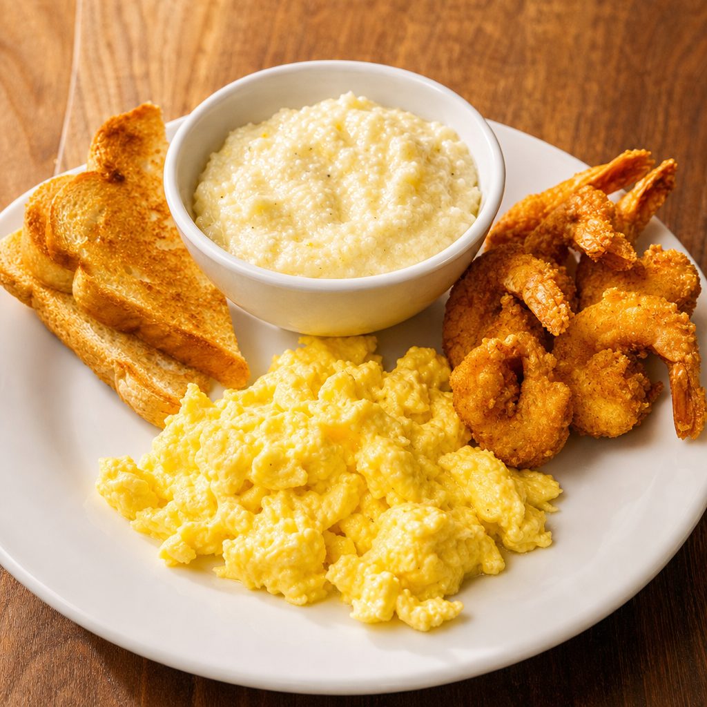 Shrimp, Eggs, Grits.