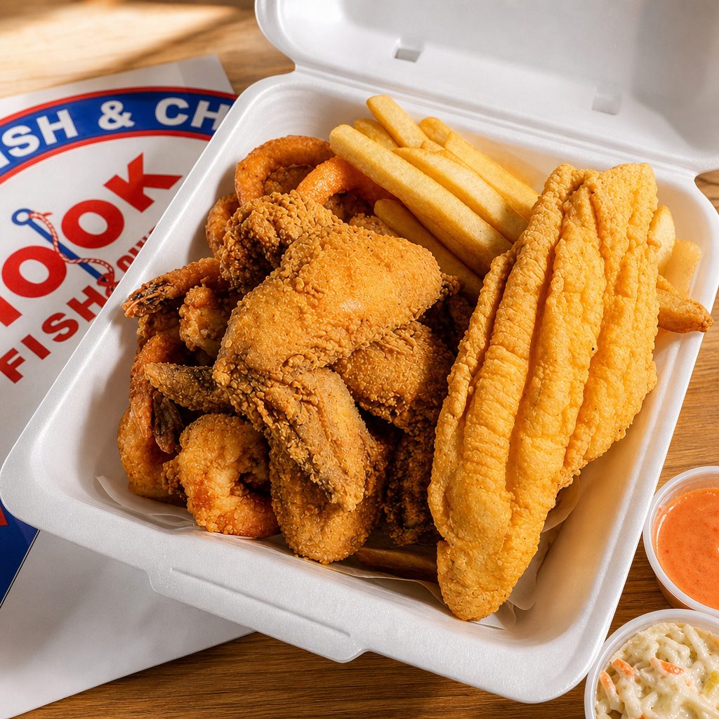1 PC FISH&2 WINGS &5SHRIMP(buy1get1free).