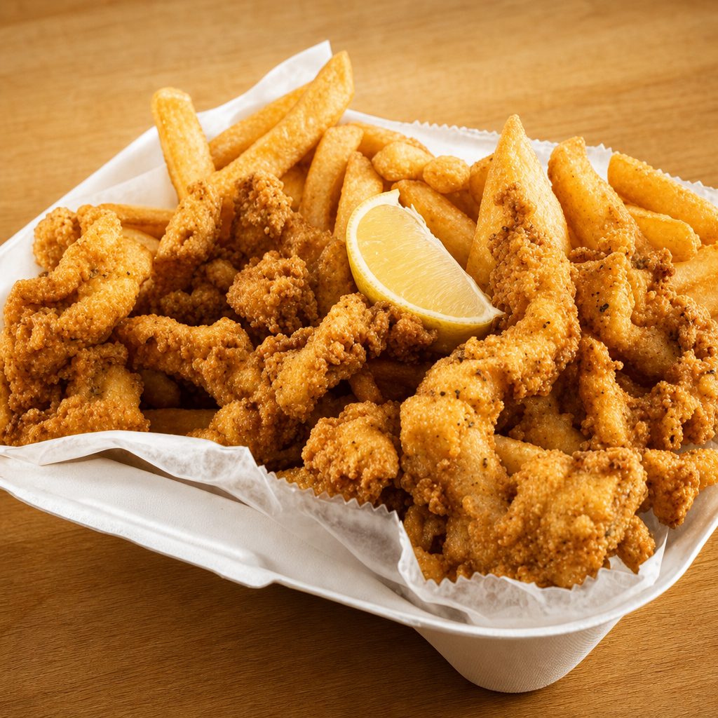 Conch & 2 Pc Fish & 3 Pc Wings or 10 Pc Shrimp or Oysters.