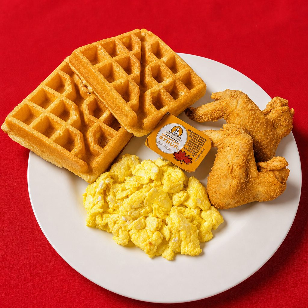Pancake, 2 Wings, Eggs.