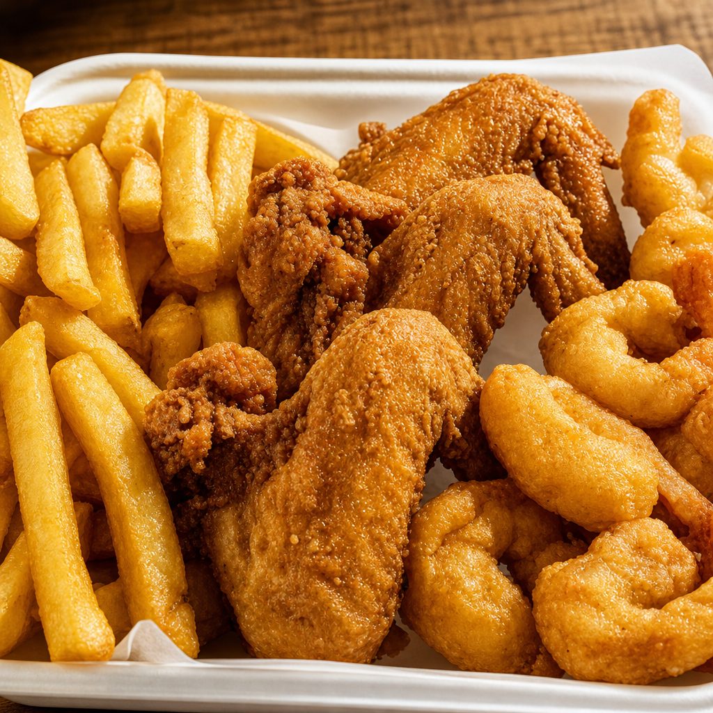 3 Pc Wings & 10 Pc Shrimp.