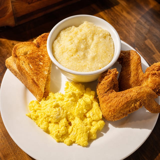 Wings, Eggs, Grits.