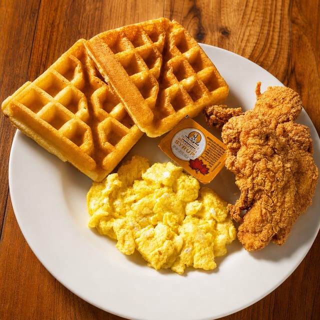 Waffle, Tenders, Eggs.